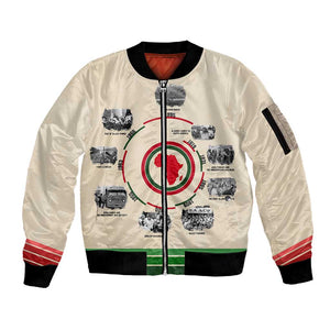 Black History Milestones - African Timeline Sleeve Zip Bomber Jacket