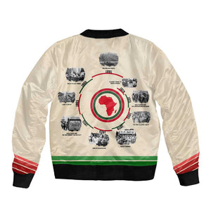 Black History Milestones - African Timeline Sleeve Zip Bomber Jacket