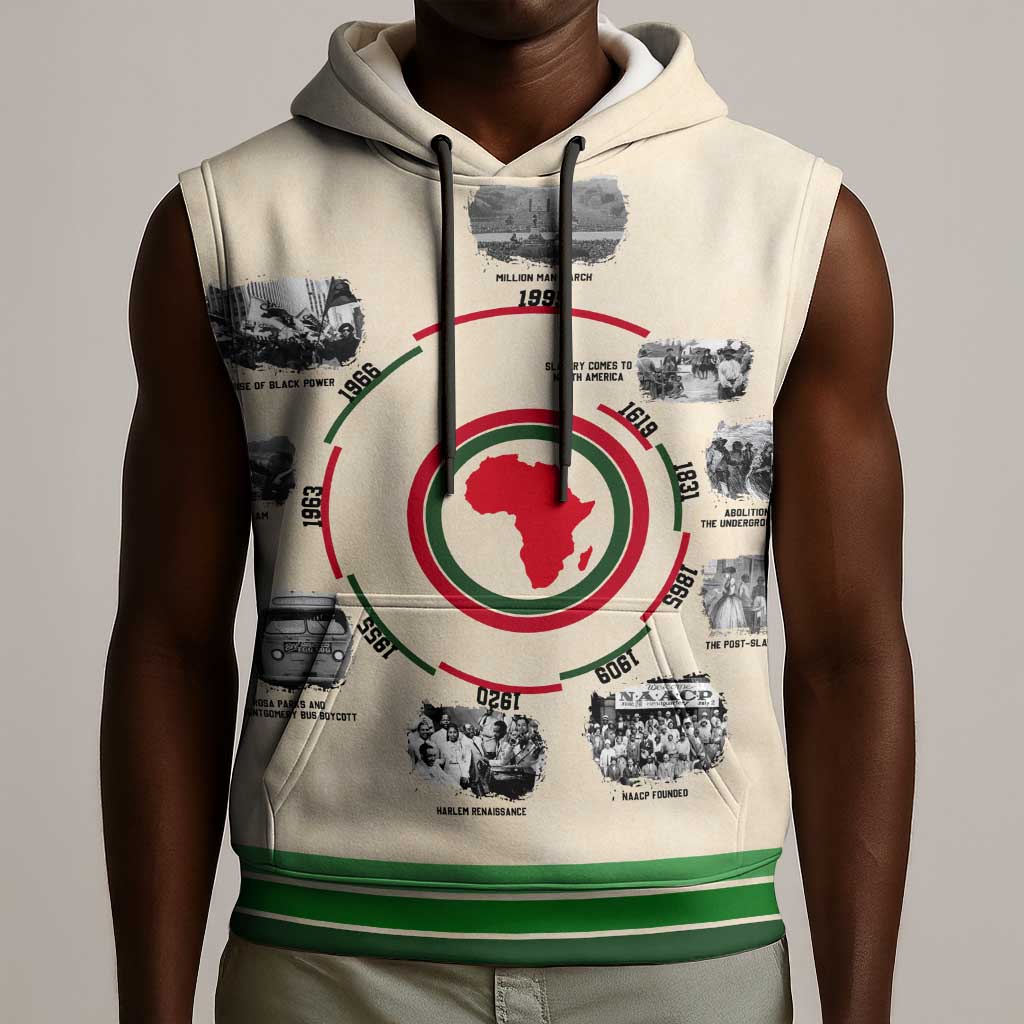 Black History Milestones - African Timeline Sleeveless Hoodie - African Pride