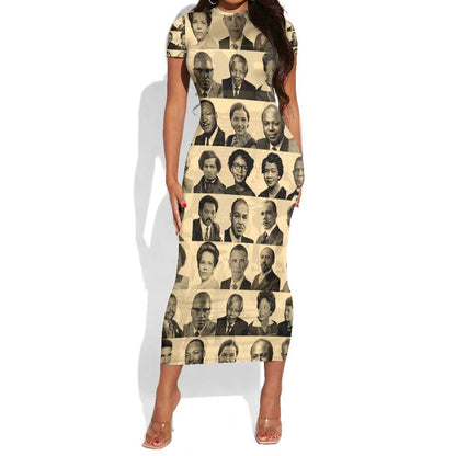 Civil Rights Leaders Short Sleeve Bodycon Dress African-American DT02