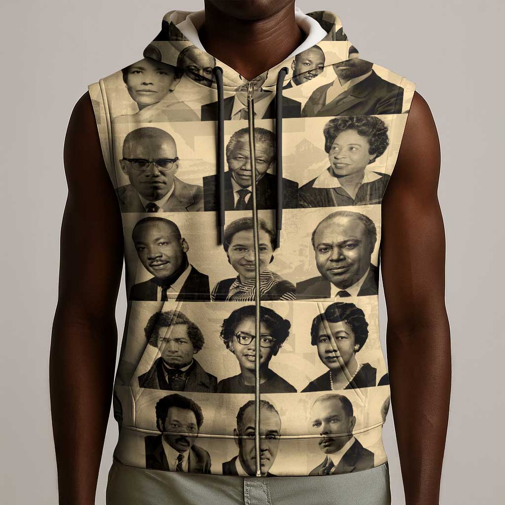 Civil Rights Leaders Sleeveless Zip Hoodie African-American - African Pride
