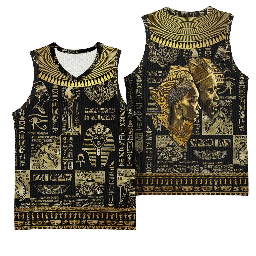 Egypt Pharaoh Basketball Jersey Egyptian Hieroglyphs and Symbols - African Pride