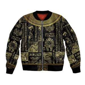 Egypt Pharaoh Bomber Jacket Egyptian Hieroglyphs and Symbols