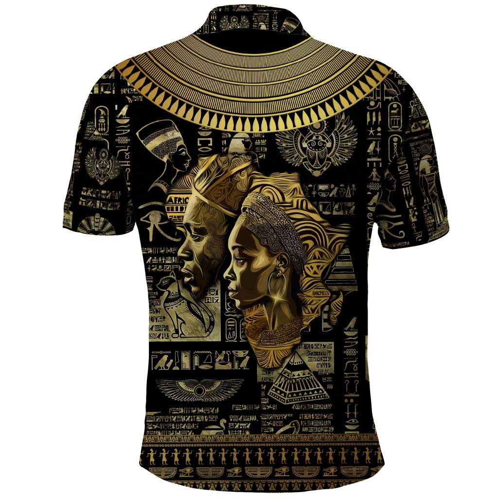 Egypt Pharaoh Polo Shirt Egyptian Hieroglyphs and Symbols