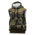Egypt Pharaoh Sleeveless Hoodie Egyptian Hieroglyphs and Symbols - African Pride