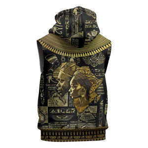 Egypt Pharaoh Sleeveless Hoodie Egyptian Hieroglyphs and Symbols - African Pride