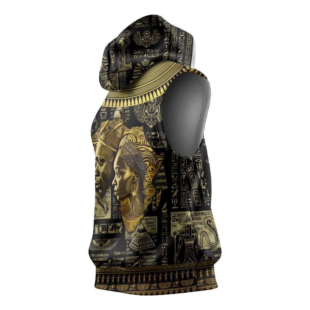 Egypt Pharaoh Sleeveless Hoodie Egyptian Hieroglyphs and Symbols - African Pride