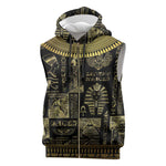 Egypt Pharaoh Sleeveless Zip Hoodie Egyptian Hieroglyphs and Symbols - African Pride