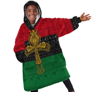 Pan African Ankh Kid Wearable Blanket Hoodie