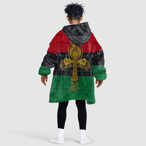 Pan African Ankh Kid Wearable Blanket Hoodie