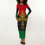 Pan African Ankh Long Sleeve Bodycon Dress DT02