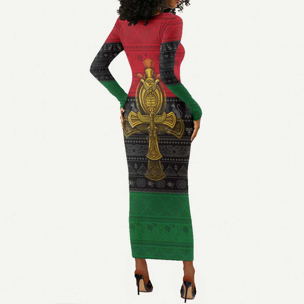 Pan African Ankh Long Sleeve Bodycon Dress DT02