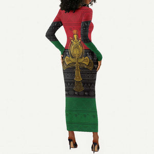 Pan African Ankh Long Sleeve Bodycon Dress DT02