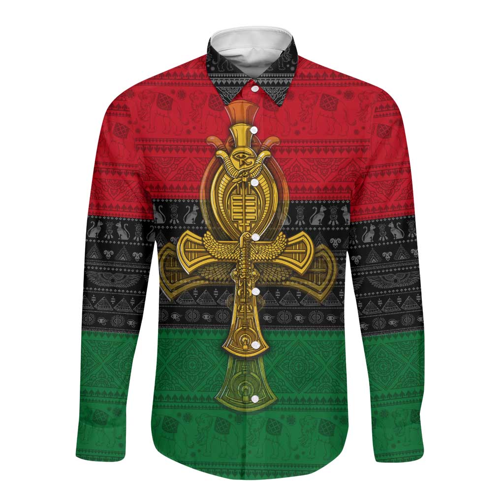 Pan African Ankh Long Sleeve Button Shirt