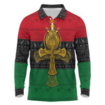 Pan African Ankh Long Sleeve Polo Shirt