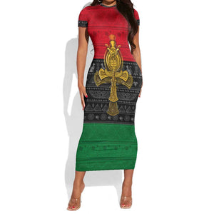 Pan African Ankh Short Sleeve Bodycon Dress DT02
