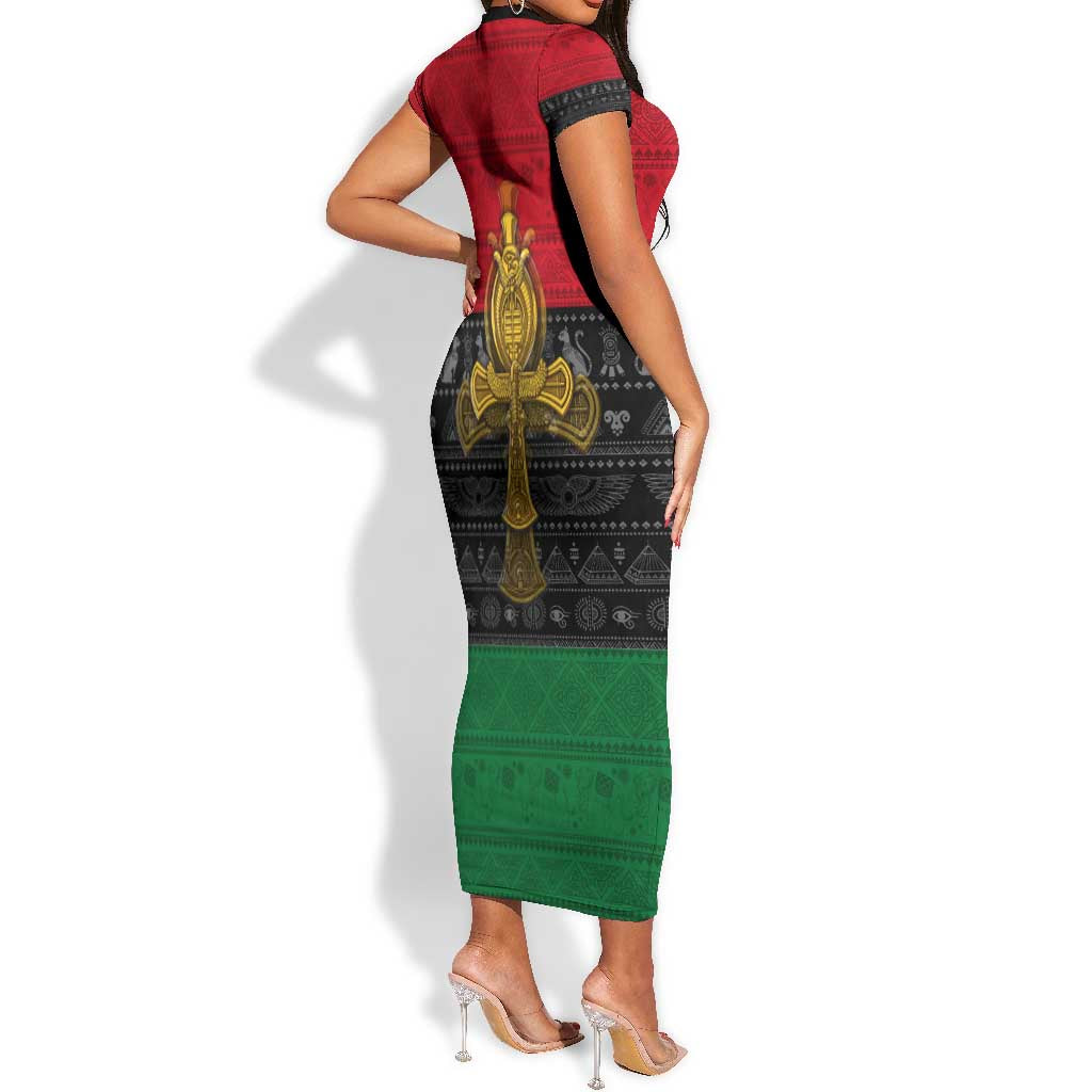 Pan African Ankh Short Sleeve Bodycon Dress DT02