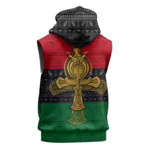 Pan African Ankh Sleeveless Zip Hoodie - African Pride