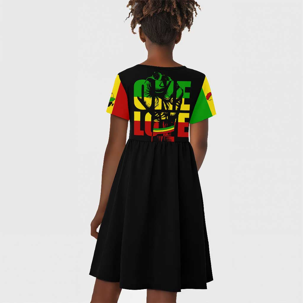 Reggae One Love Kid Short Sleeve Dress African