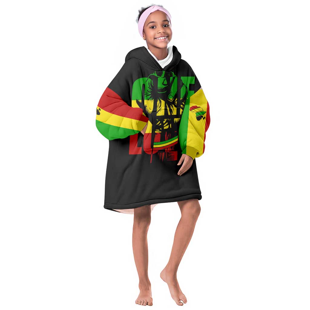 Reggae One Love KId Wearable Blanket Hoodie African