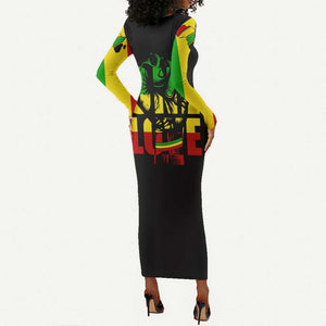 Reggae One Love Long Sleeve Bodycon Dress African DT02