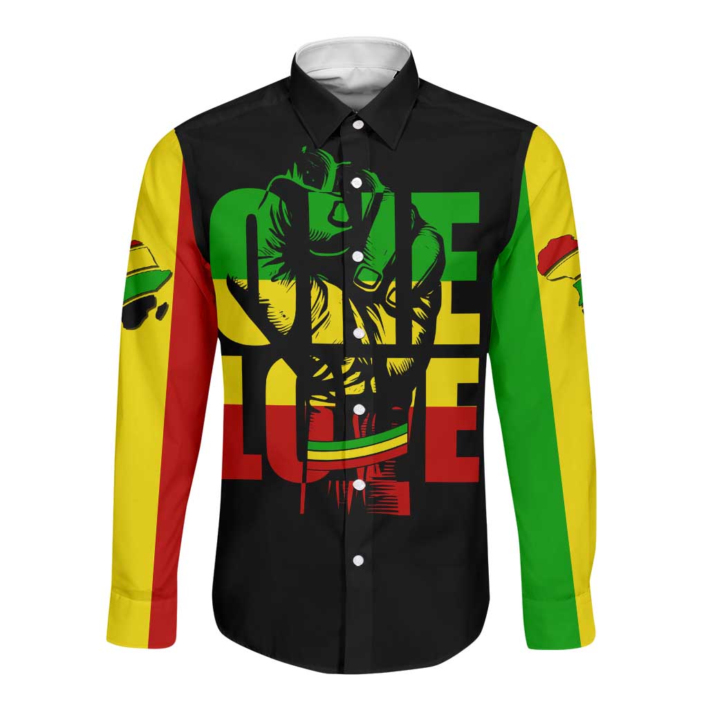 Reggae One Love Long Sleeve Button Shirt African by AfricanPride