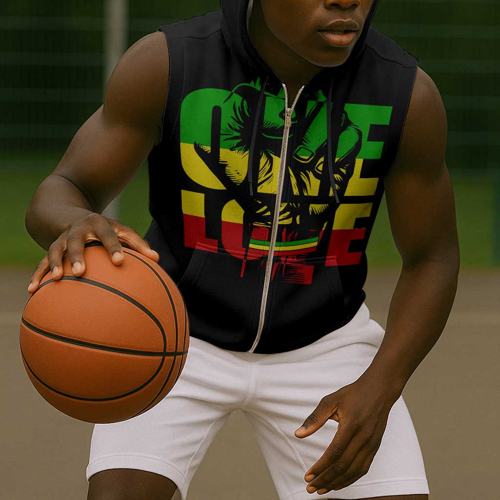Reggae One Love Sleeveless Zip Hoodie African - African Pride