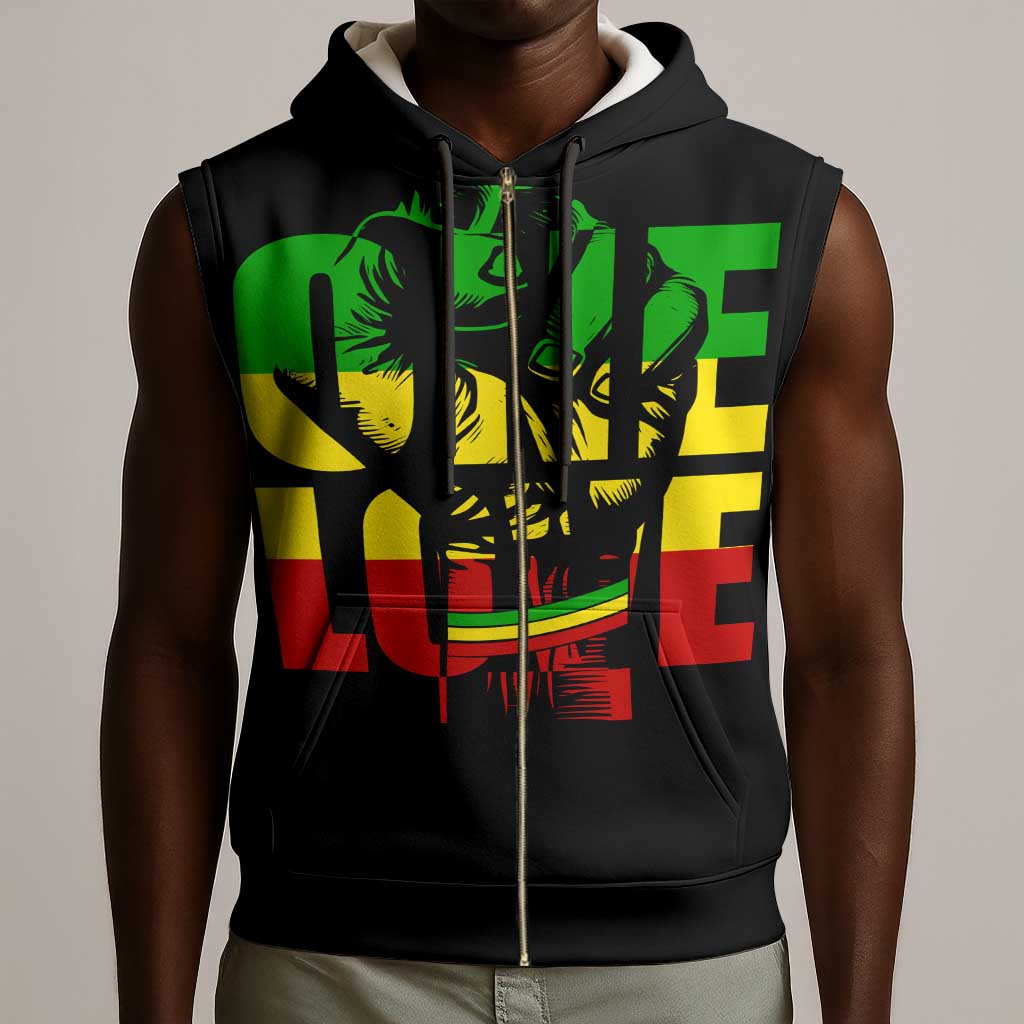 Reggae One Love Sleeveless Zip Hoodie African - African Pride