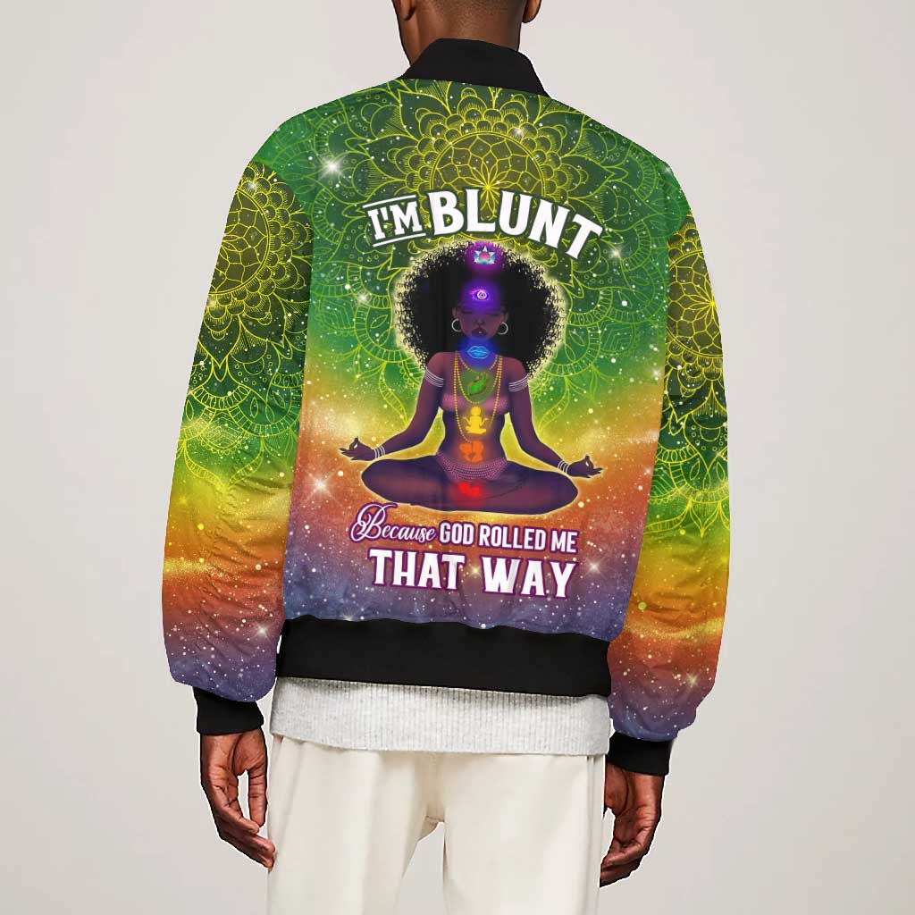 I'm Blunt African Bomber Jacket Black Women Mandala
