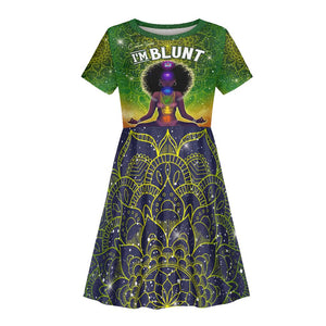 I'm Blunt African Kid Short Sleeve Dress Black Women Mandala