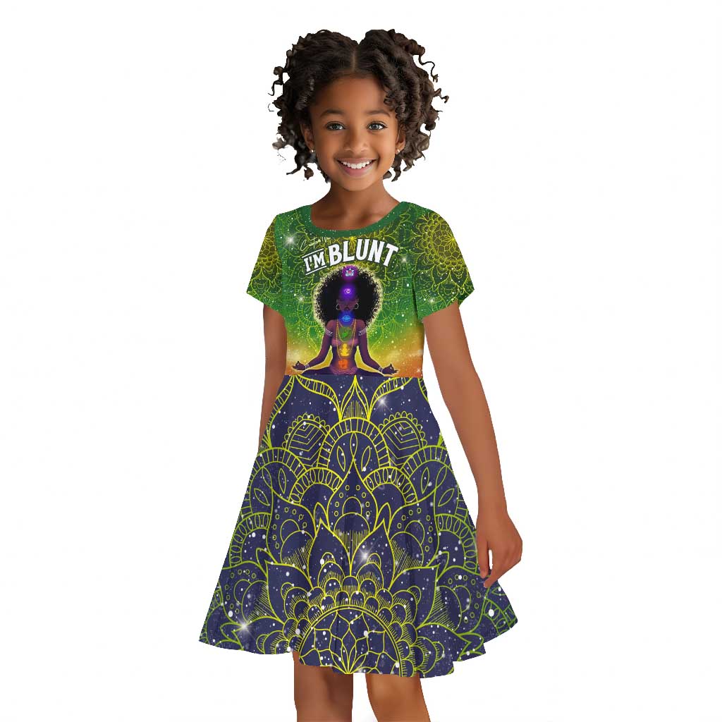 I'm Blunt African Kid Short Sleeve Dress Black Women Mandala