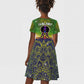 I'm Blunt African Kid Short Sleeve Dress Black Women Mandala