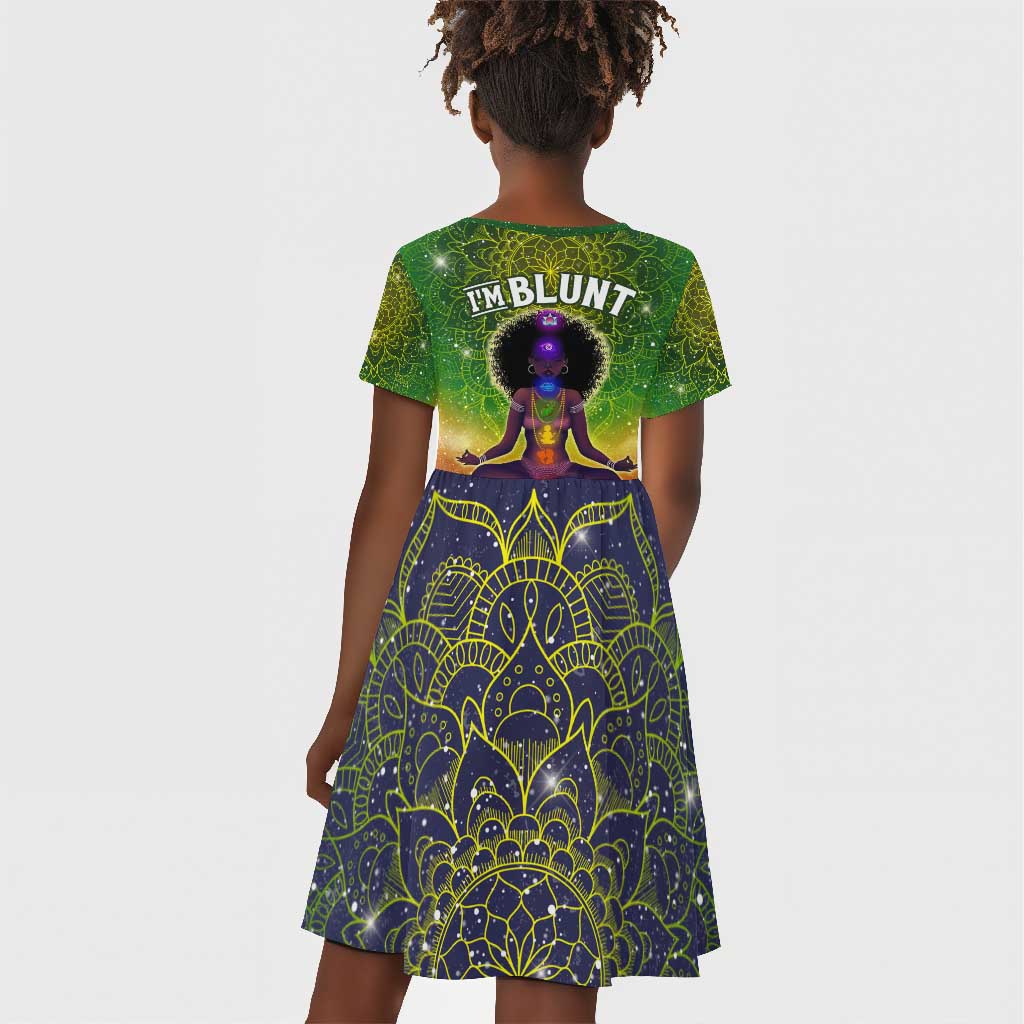 I'm Blunt African Kid Short Sleeve Dress Black Women Mandala
