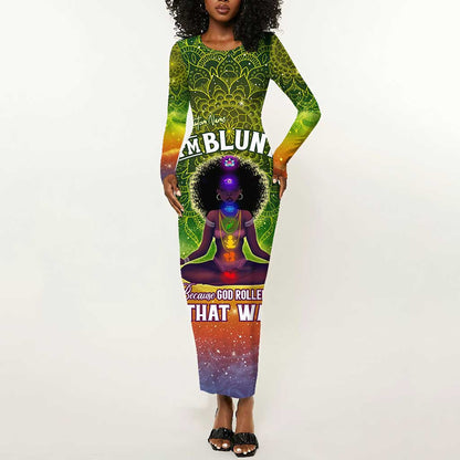 I'm Blunt African Long Sleeve Bodycon Dress Black Women Mandala DT02