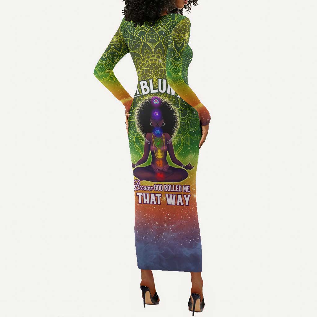 I'm Blunt African Long Sleeve Bodycon Dress Black Women Mandala DT02