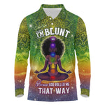 I'm Blunt African Long Sleeve Polo Shirt Black Women Mandala
