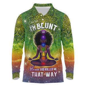 I'm Blunt African Long Sleeve Polo Shirt Black Women Mandala