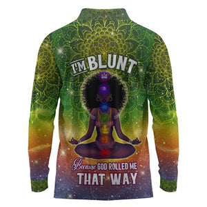 I'm Blunt African Long Sleeve Polo Shirt Black Women Mandala