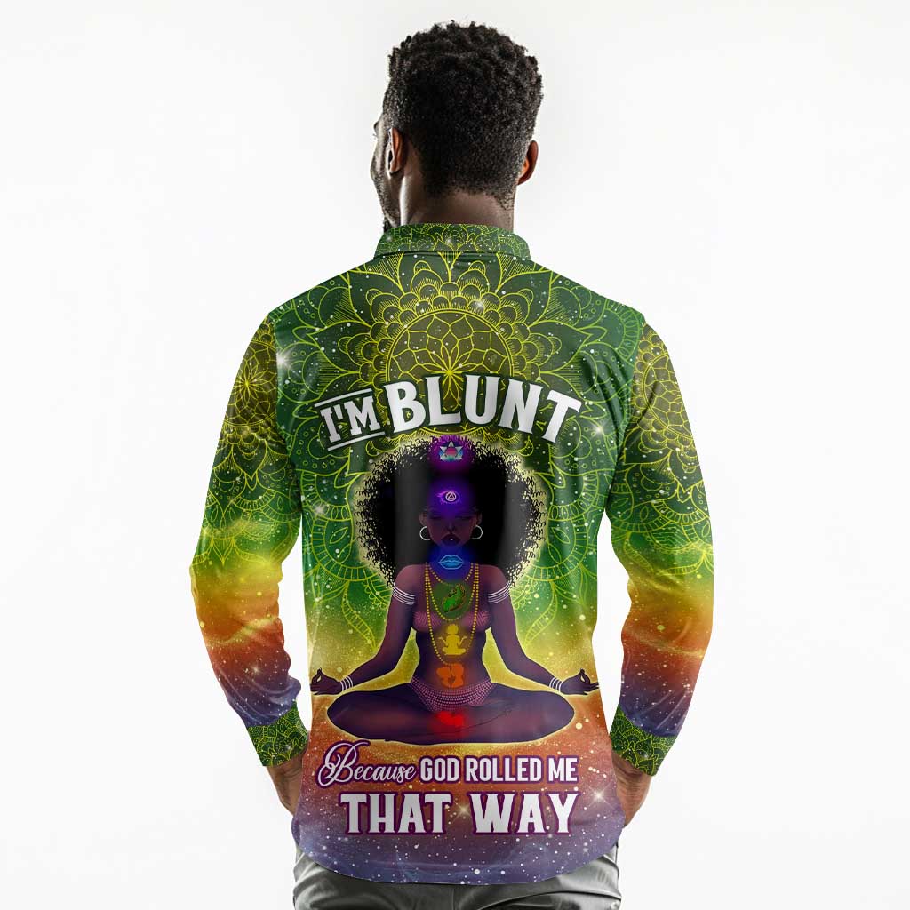 I'm Blunt African Long Sleeve Polo Shirt Black Women Mandala