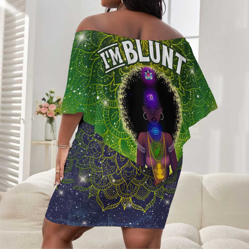 I'm Blunt African Off Shoulder Short Dress Black Women Mandala