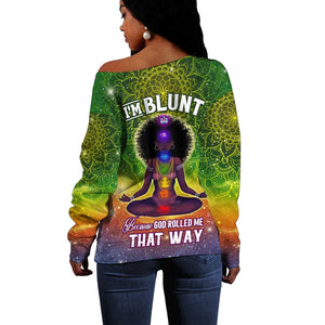 I'm Blunt African Off Shoulder Sweater Black Women Mandala