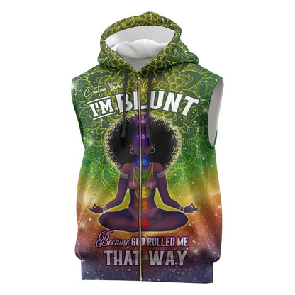 I'm Blunt African Sleeveless Zip Hoodie Black Women Mandala - African Pride