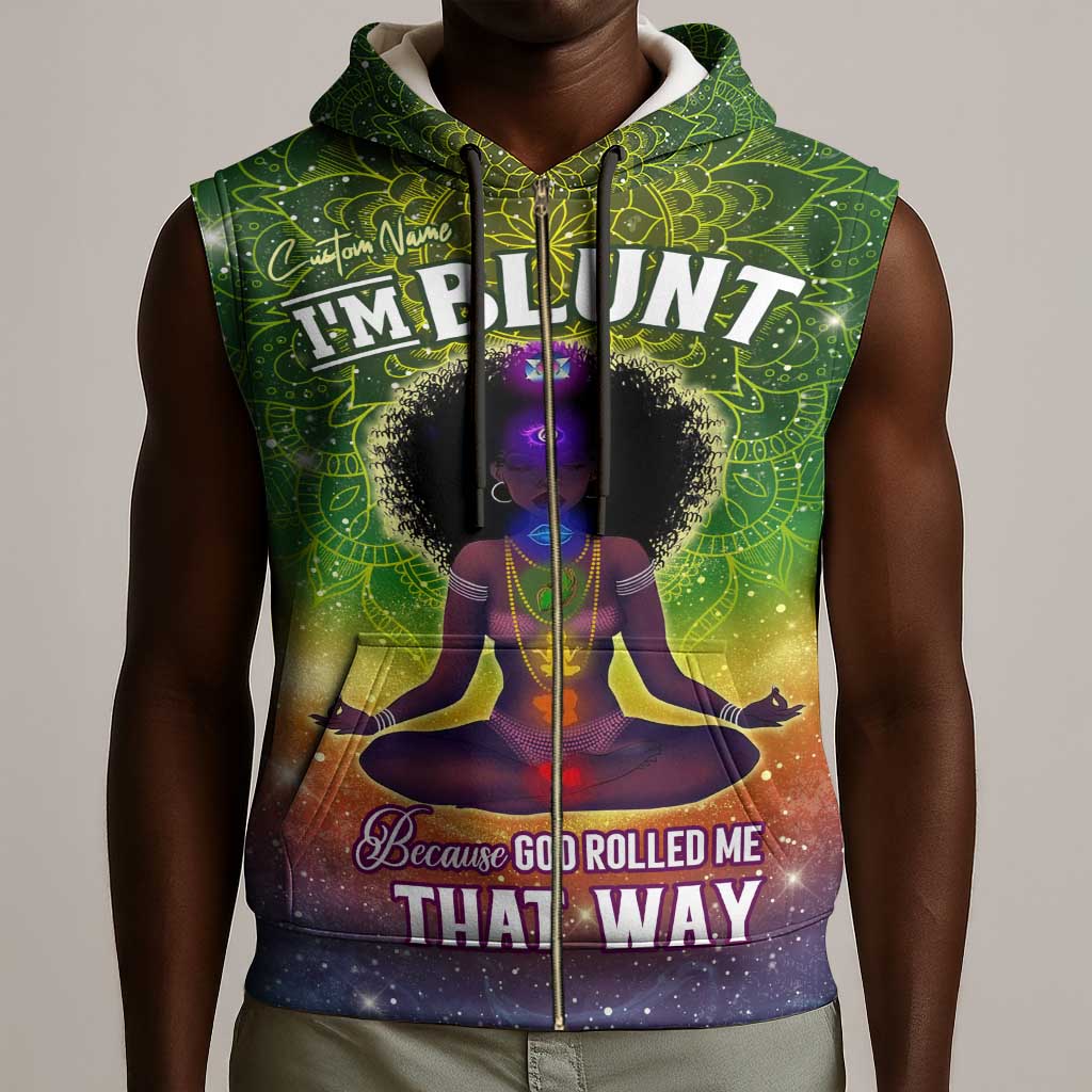 I'm Blunt African Sleeveless Zip Hoodie Black Women Mandala - African Pride
