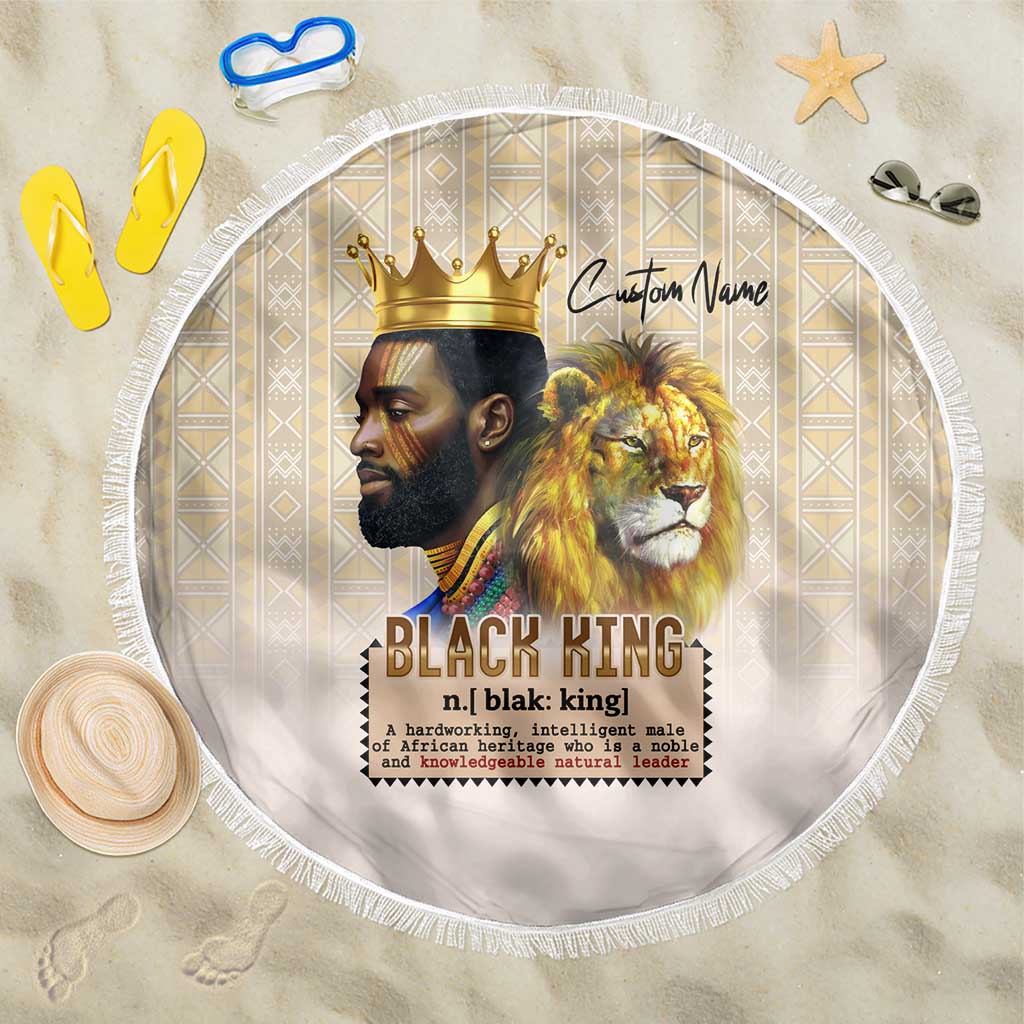 Lion Black King Beach Blanket African Heritage
