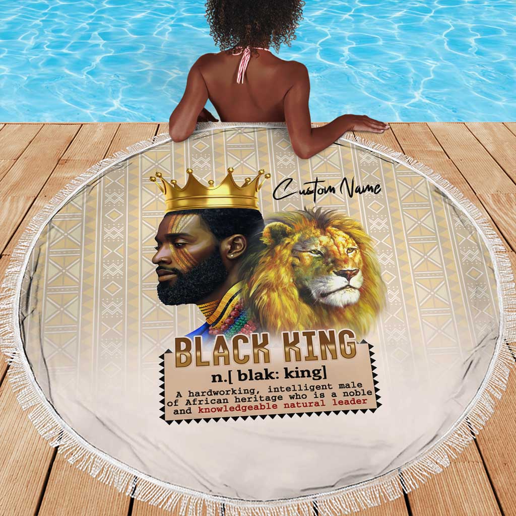Lion Black King Beach Blanket African Heritage