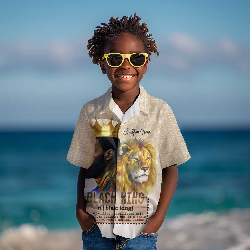 Lion Black King Kid Hawaiian Shirt African Heritage