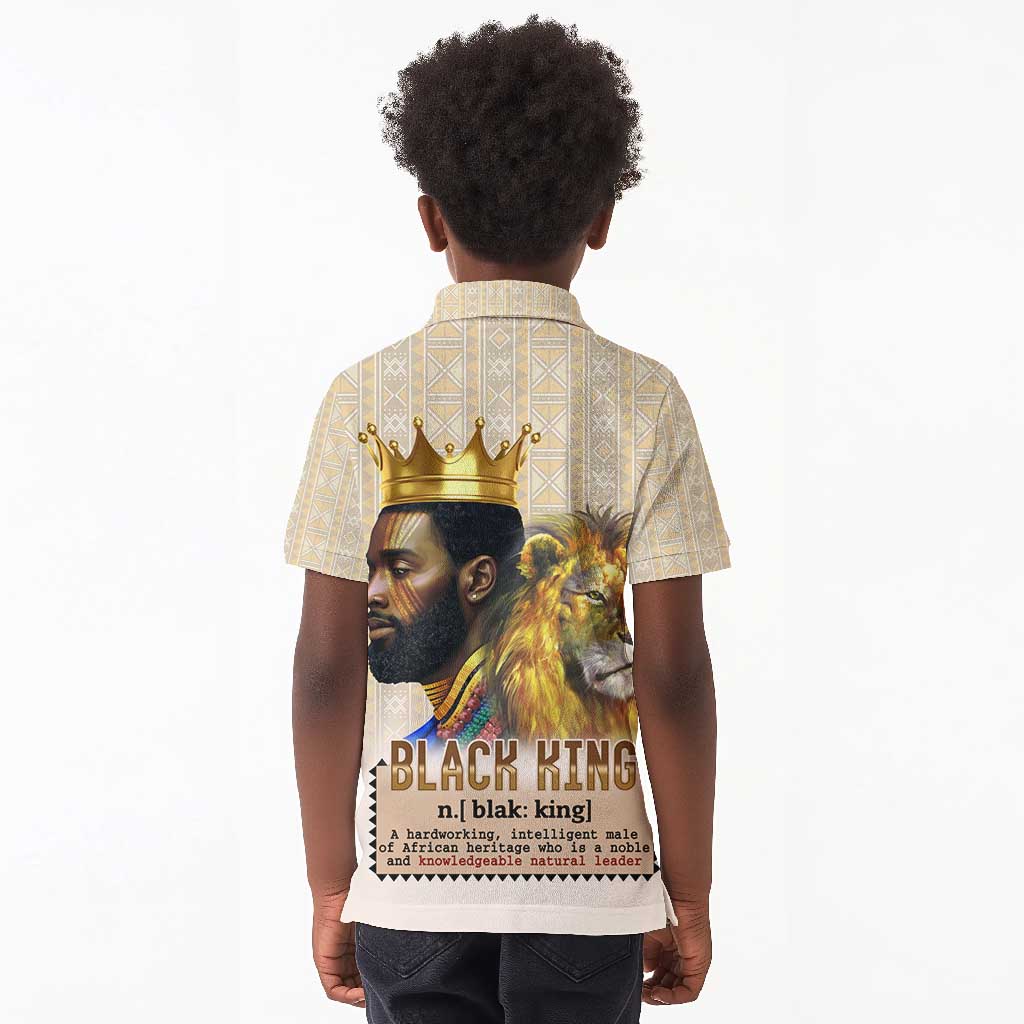 Lion Black King Kid Polo Shirt African Heritage