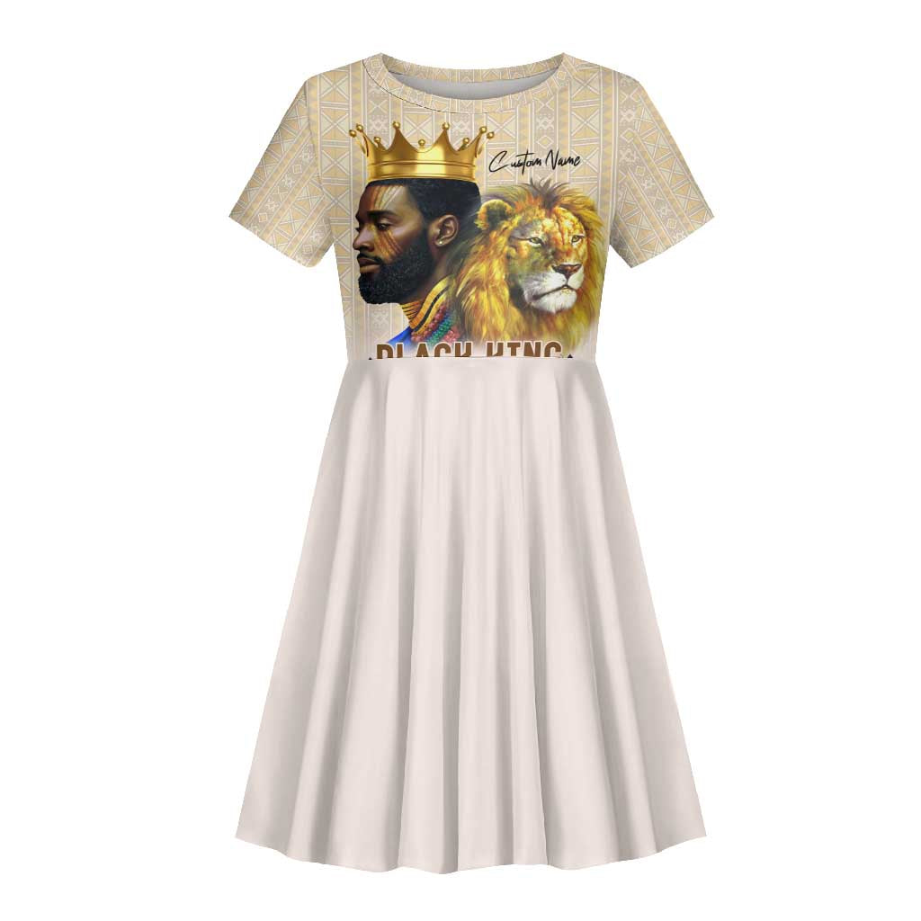 Lion Black King Kid Short Sleeve Dress African Heritage
