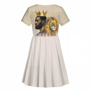 Lion Black King Kid Short Sleeve Dress African Heritage