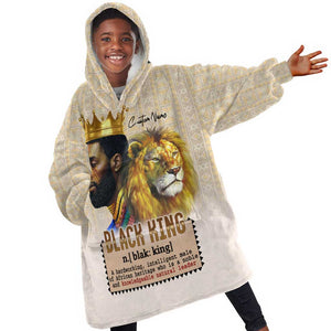 Lion Black King KId Wearable Blanket Hoodie African Heritage